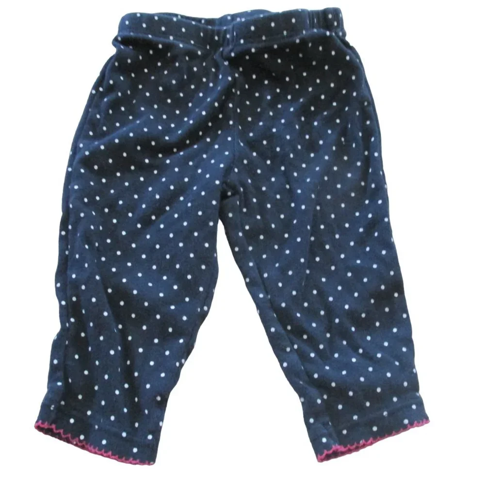 Carters Pull‎ On Sweatpants Infant Girls 6M Black White Polka Dot Jogger Bottoms